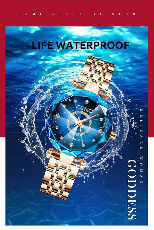 💖Starry rostfritt stål damklocka🎁