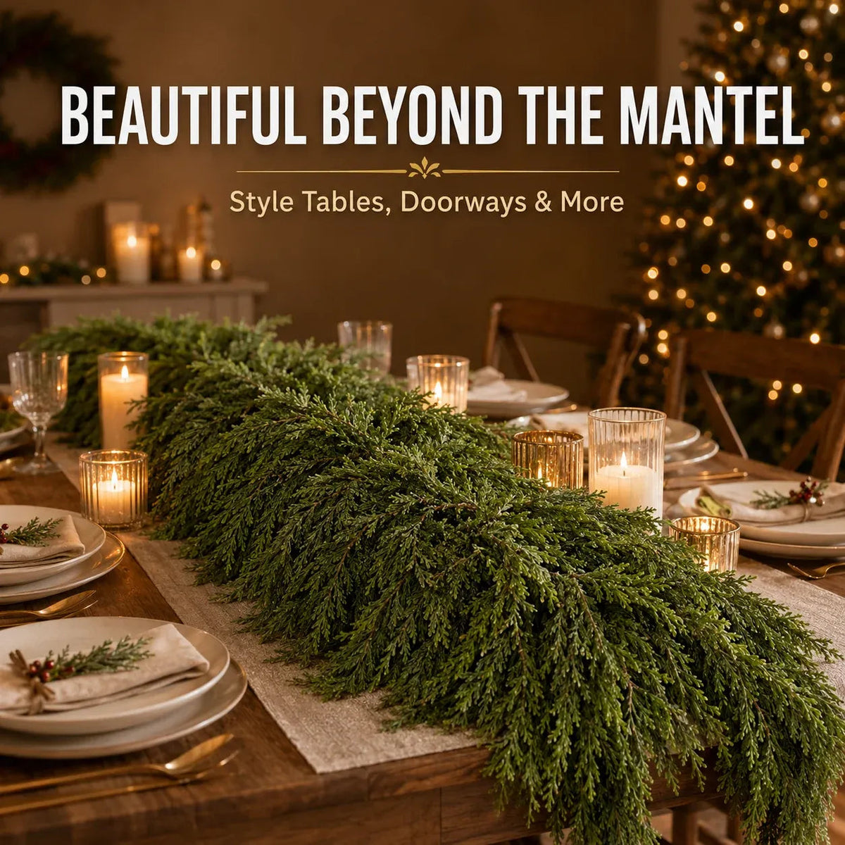 🎄Real-Touch Cedar Garland – Lush Christmas Greenery