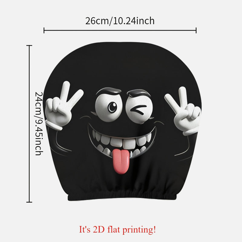 Funny Face Printed Headrest Cover – Car Interior Accessory