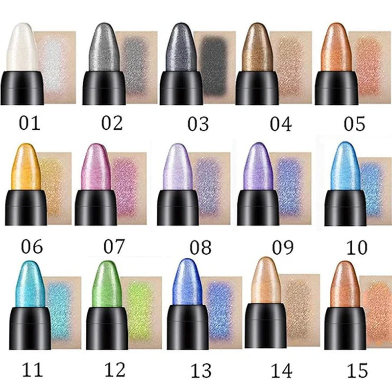 15 Farben Fluoreszierender Lidschattenstift Wasserfester Glitter Eyeshadow Eyeliner