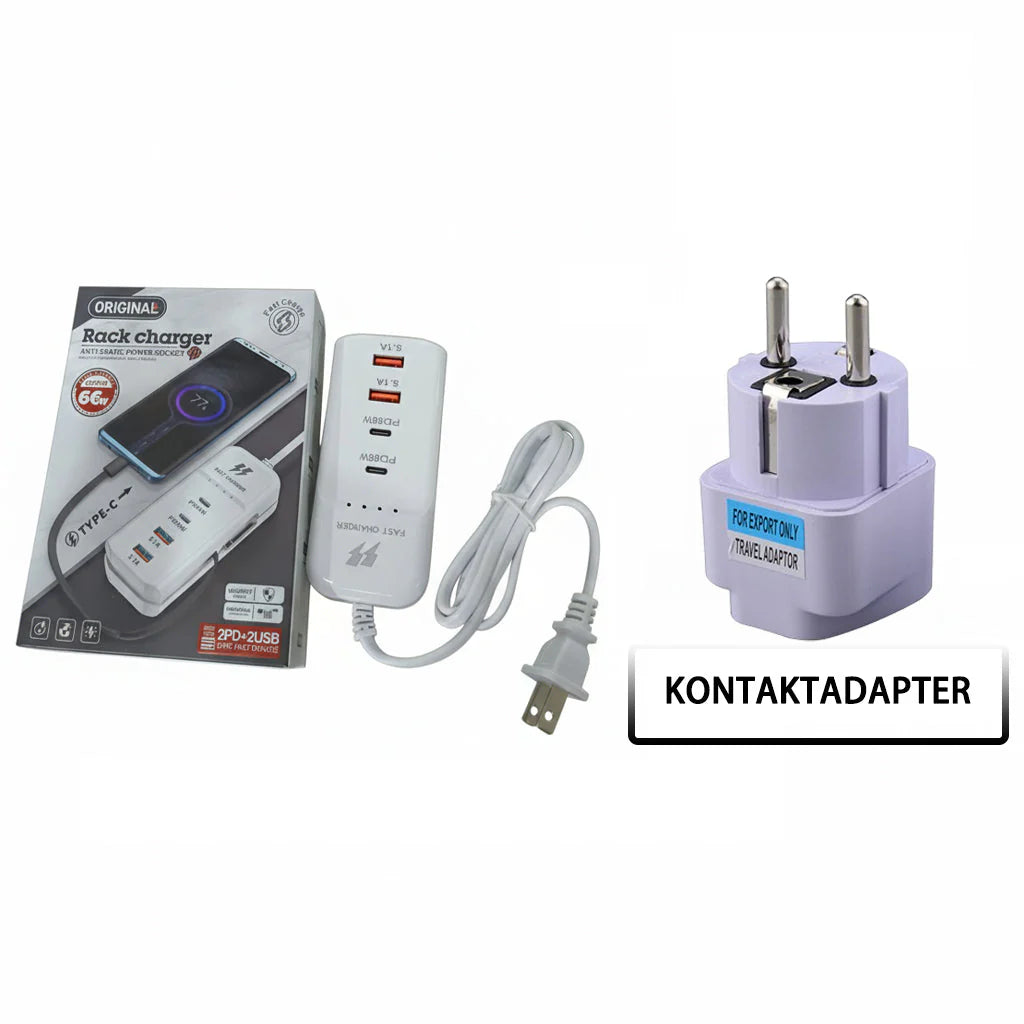 Multifunktionellt snabbladdningsuttag – 2PD + 2USB