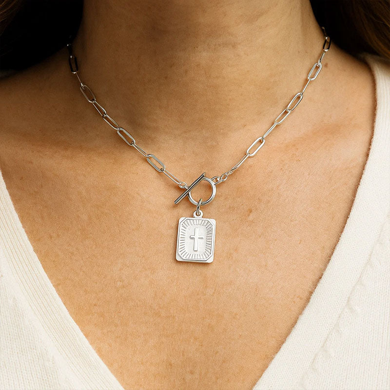 ✝️Paperclip OT-spänne med kors – vattentätt, blekningsbeständigt, unisex✨💫