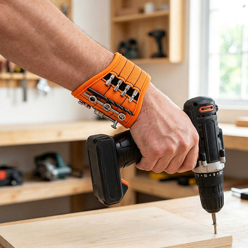 Magnetic Wristband Tool Holder for Screws, Nails & Small Parts