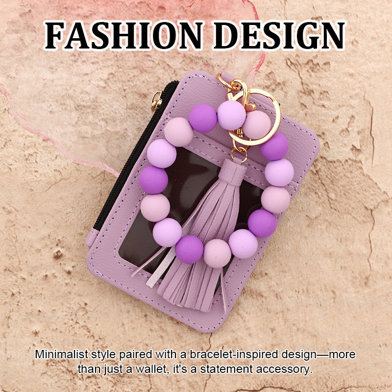 Plånbok i läder med pärlor