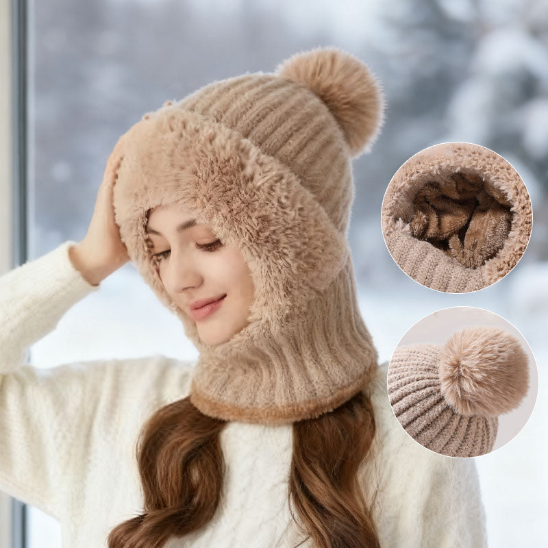❄️ 3-i-1 tjock plyschvintermössa🧣