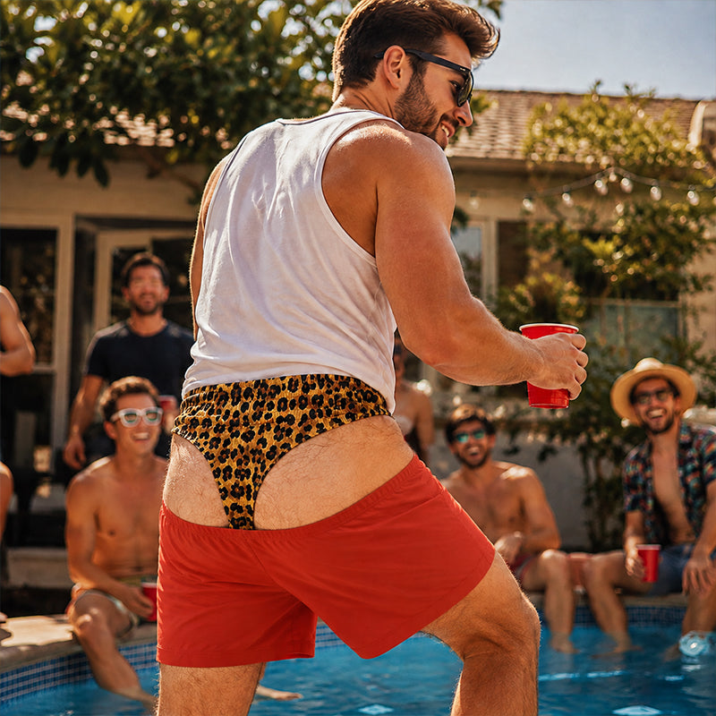 🩳 Strandshorts för män med leopardmönster