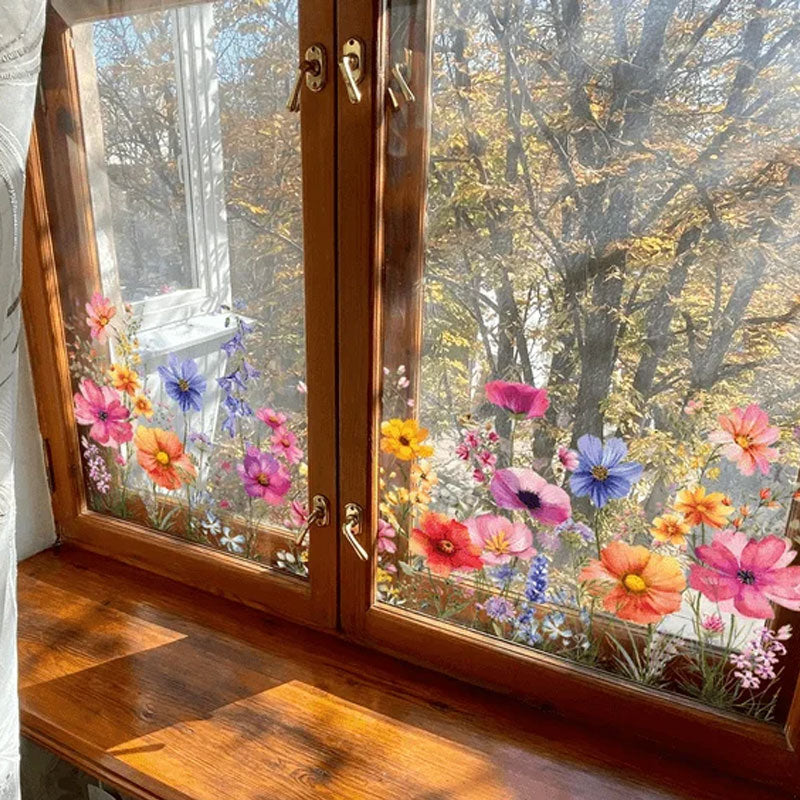 💐Bunter Blumenstrauß Fensteraufkleber🖼️(Zuschnitt frei wählbar)