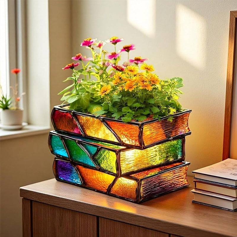 Staplade böcker Resinpyssel Skrivbordsprydnader