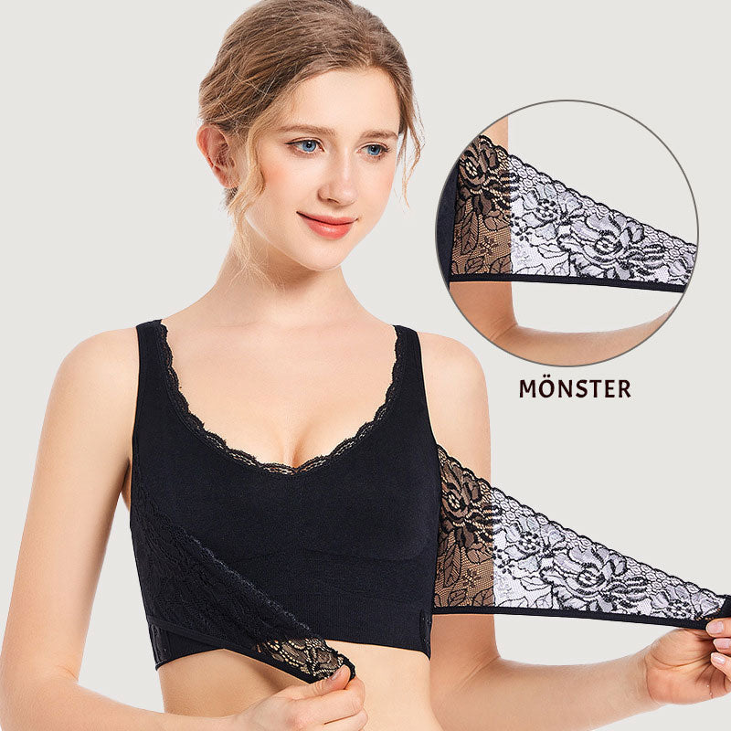Sport-bh med spetsrygg - Tredelat set