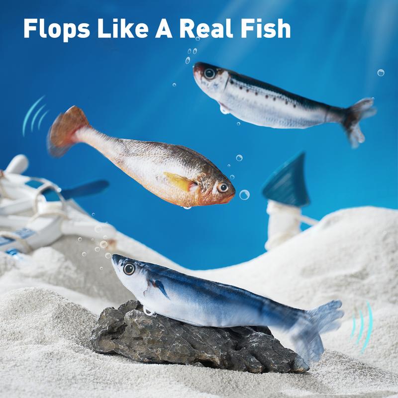 Realistisk floppande fiskleksak för katter