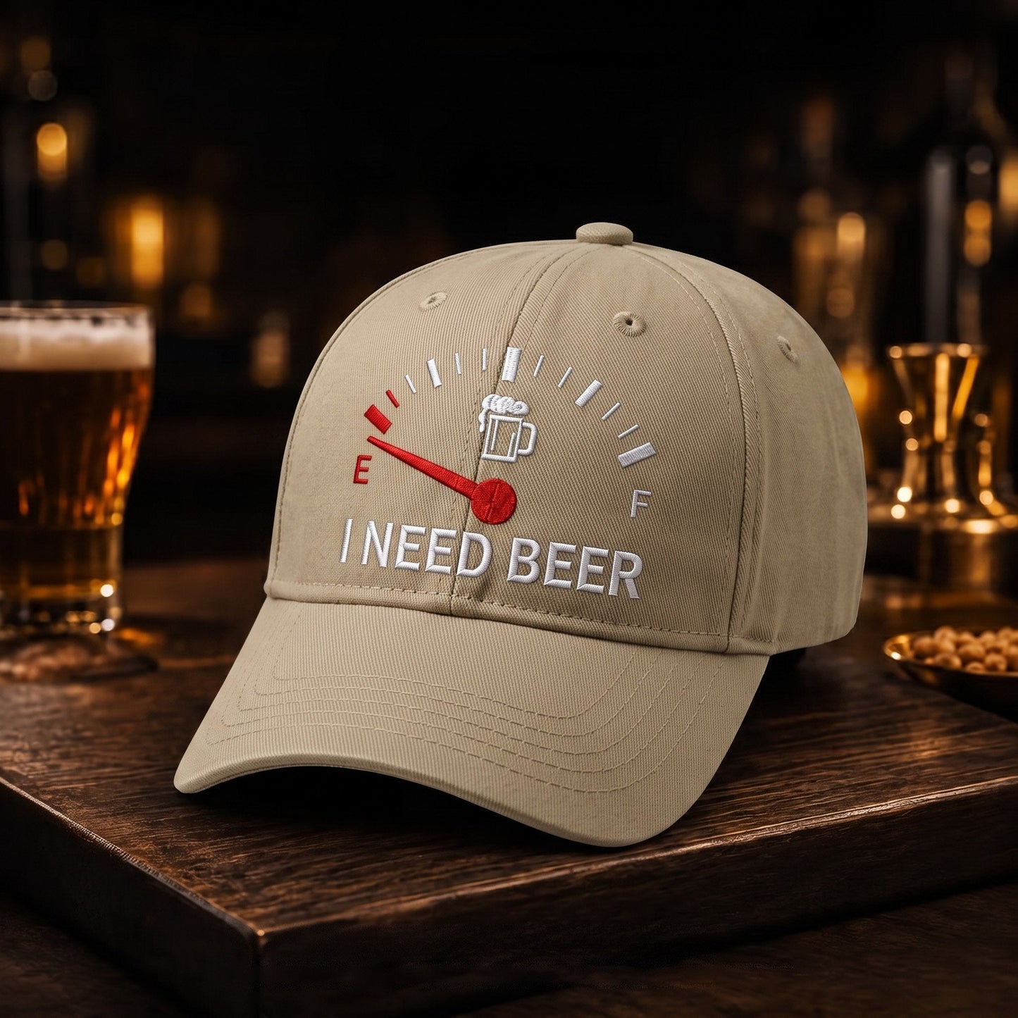 🍺 Broderad basebollkeps med texten ”I NEED BEER” – Unisex-minneskeps🧢 100 % bomull