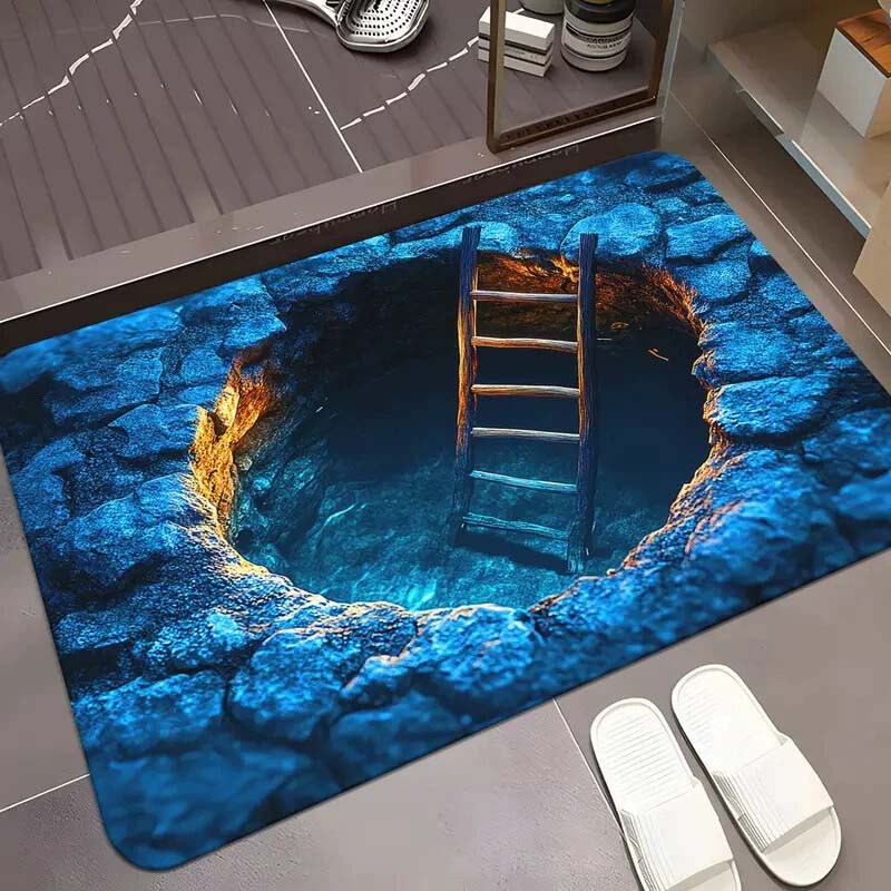 Visuell illusion Endless Abyss-mönster HD-tryckt halkfri dörrmatta