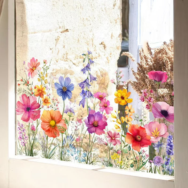 💐Bunter Blumenstrauß Fensteraufkleber🖼️(Zuschnitt frei wählbar)