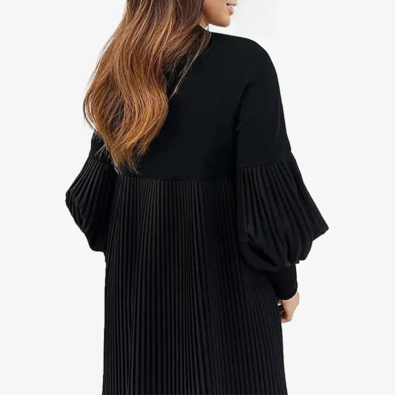 2025 Ny design✨Damklänning med ståkrage och lanternärm i plusstorlek🌈👗