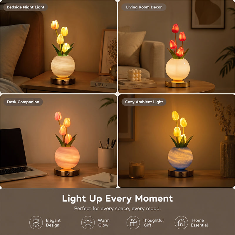 Dreamy Tulip Orchid Night Light Romantic Bedside Lamp