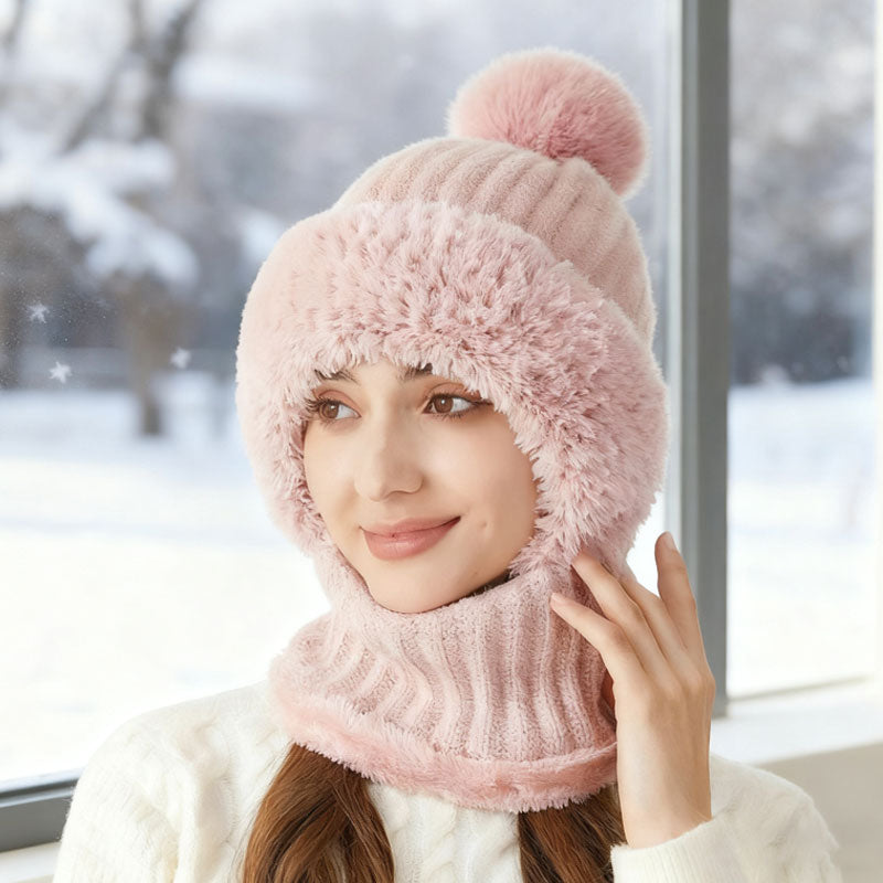 ❄️ 3-i-1 tjock plyschvintermössa🧣