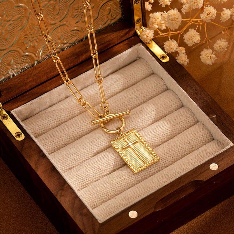 ✝️Paperclip OT-spänne med kors – vattentätt, blekningsbeständigt, unisex✨💫