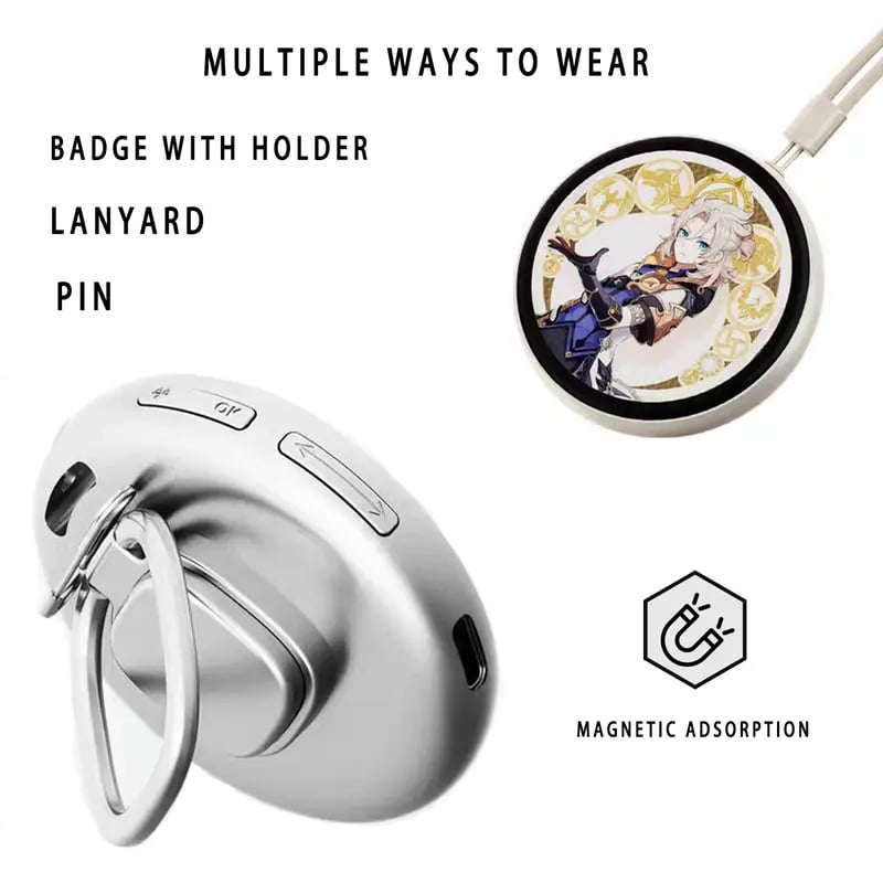 📱 Pixel Touch Digital Badge Screen – 📸 500 mAh lättviktig foto-/video-/GIF-pin