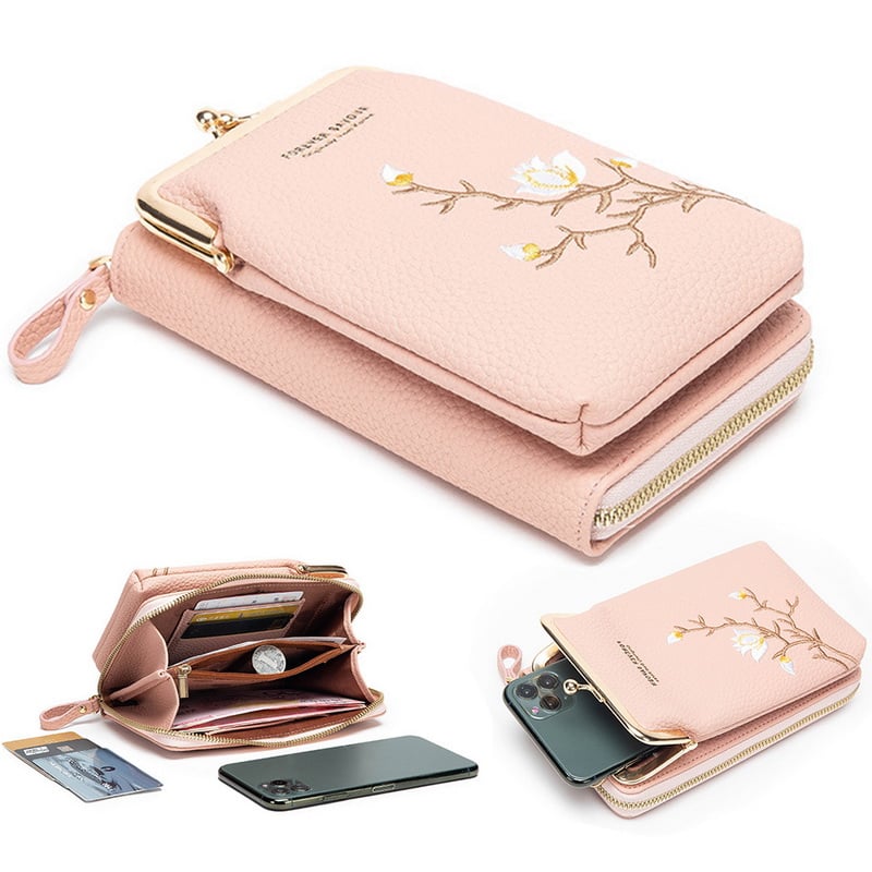 Women Sling Cross-Body Wallet with Mobile Cell Phone Holder