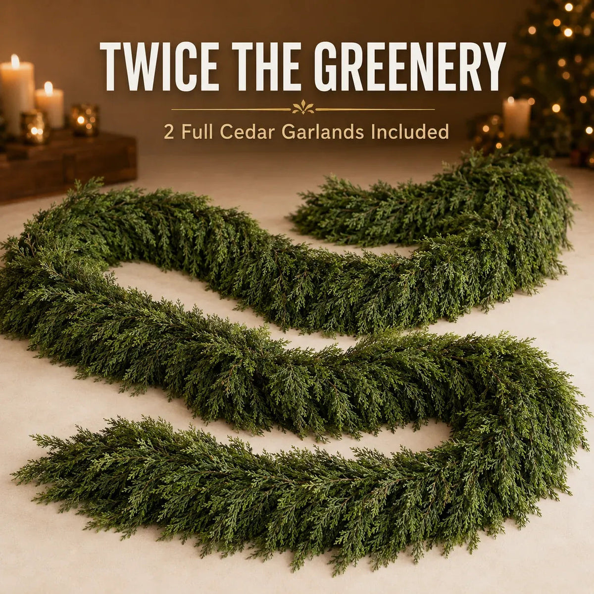 🎄Real-Touch Cedar Garland – Lush Christmas Greenery