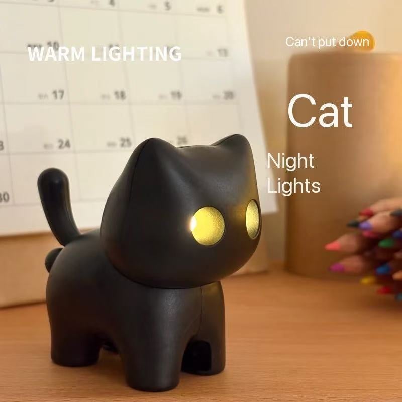 🌙 Svart katt nattlampa nyckelring