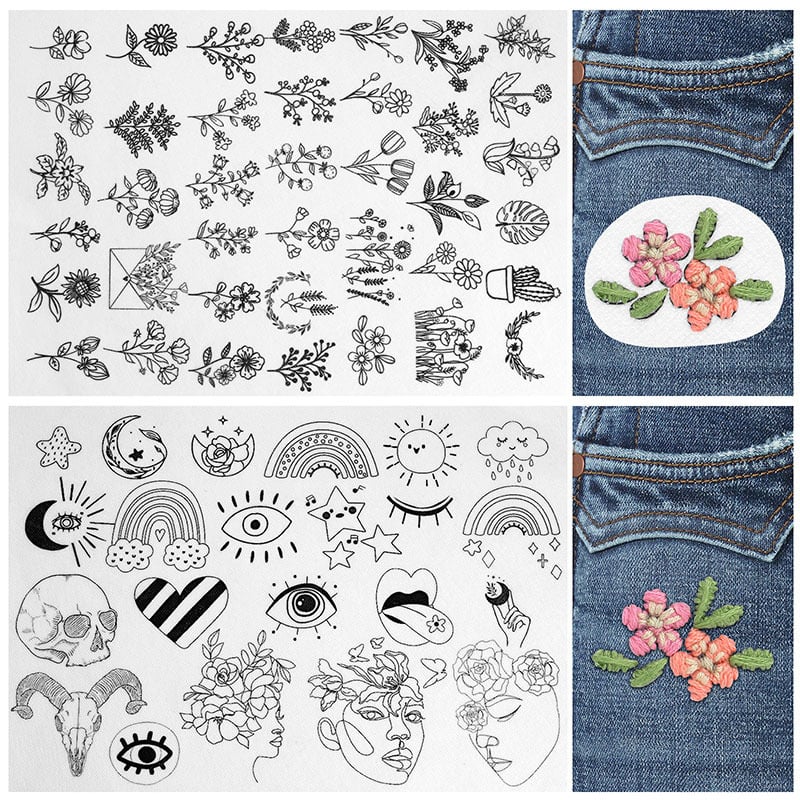 🌸Blommor Blommönster Broderimönster – Stick & Stitch för nybörjare