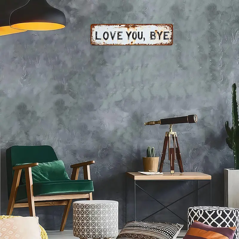 ❤️ LOVE YOU, BYE – Vintage metallskylt för vägg