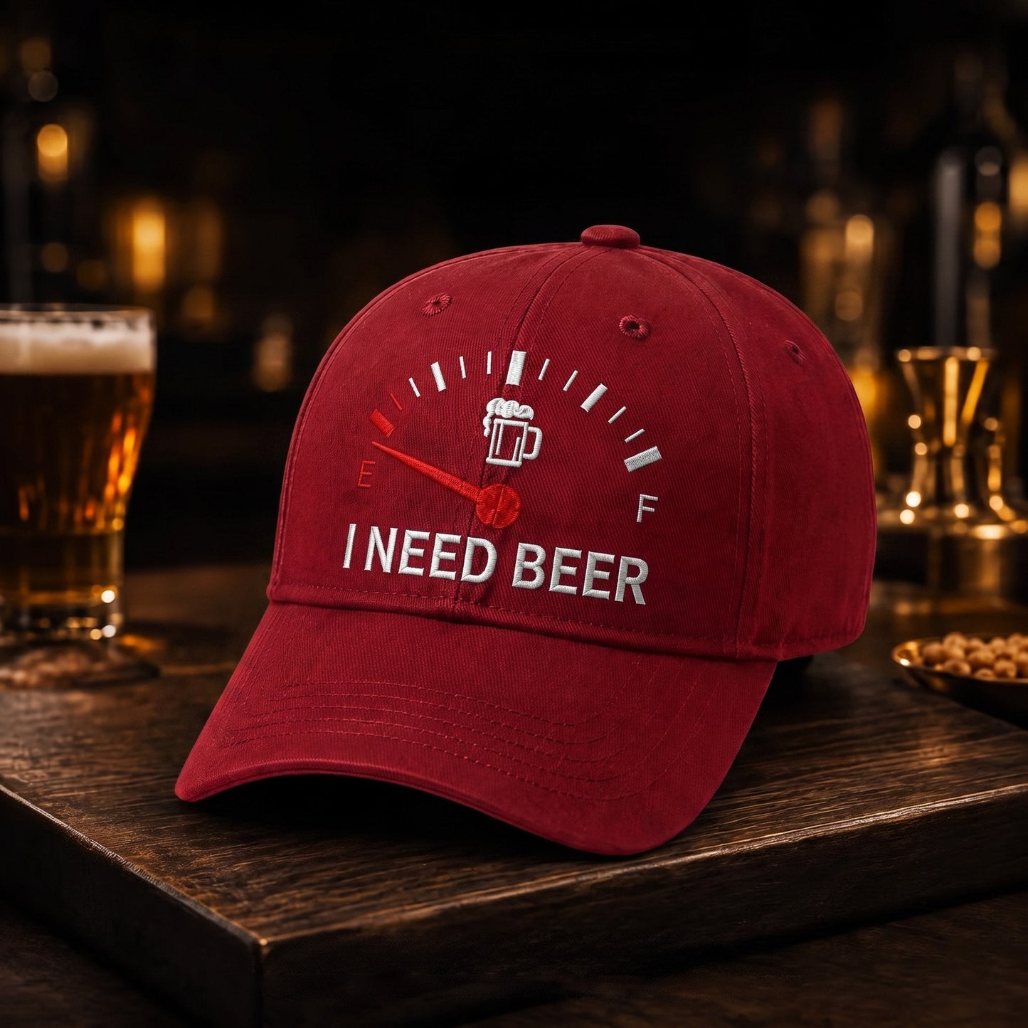 🍺 Broderad basebollkeps med texten ”I NEED BEER” – Unisex-minneskeps🧢 100 % bomull