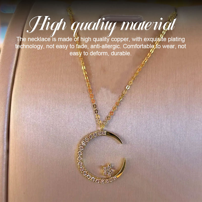 Superglänsande utsökt zirkonstjärna-mån-halsband