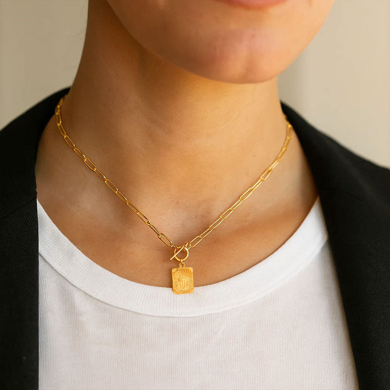 ✝️Paperclip OT-spänne med kors – vattentätt, blekningsbeständigt, unisex✨💫