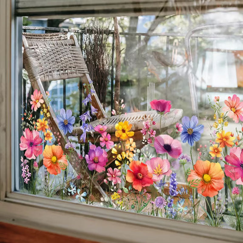 💐Bunter Blumenstrauß Fensteraufkleber🖼️(Zuschnitt frei wählbar)