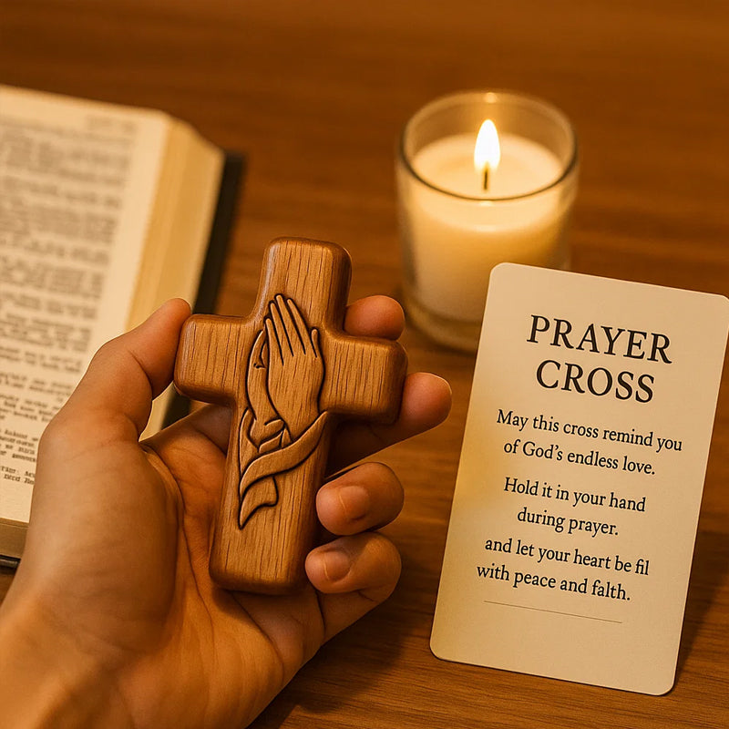 💕✝️Träkors med fickkort💯🪵Handskuren 3D-present till dina nära och kära!