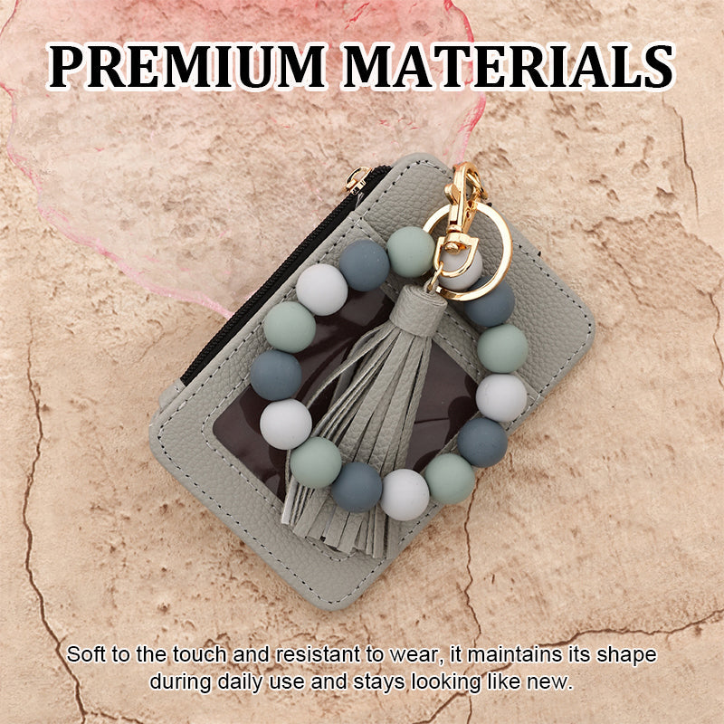 Plånbok i läder med pärlor