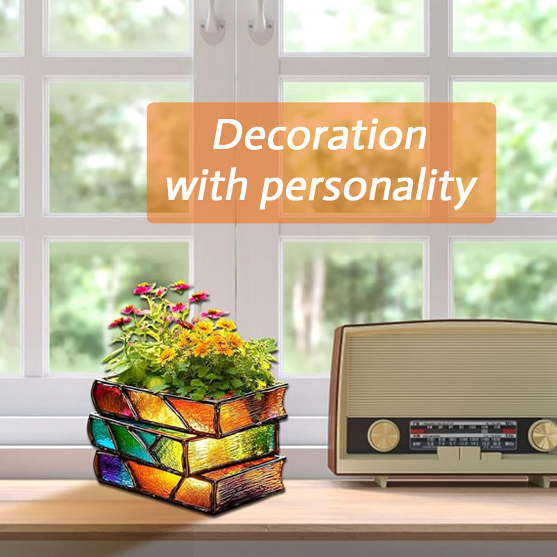 Staplade böcker Resinpyssel Skrivbordsprydnader