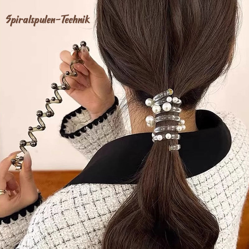 Hårelastik med pärlor i spiralform