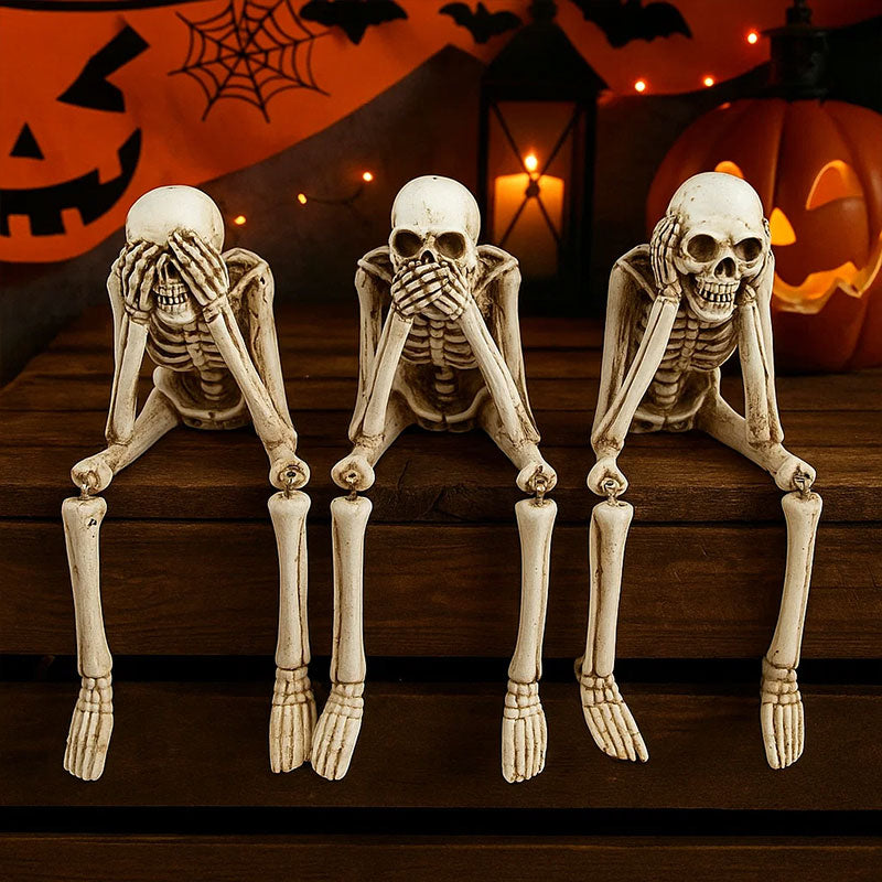 🎃 Skelettprydnad - Se ingen ondska, hör ingen ondska, tala ingen ondska
