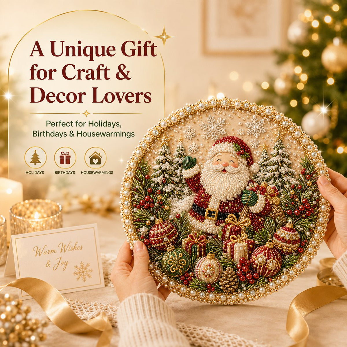 🌸🌻🍂🎄 Four Seasons & Holiday Pearl Art Hanging Wreath Kit | Luxury Flocked Canvas with Scratch-Resistant Non-Fading Pearl Beads DIY Handmade Seasonal Decor 💎