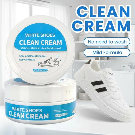 No-Wash Shoe & Leather Cleaner Cream – fläckborttagningsmedel med svamp, fungerar på sneakers, läder och bilinteriörer