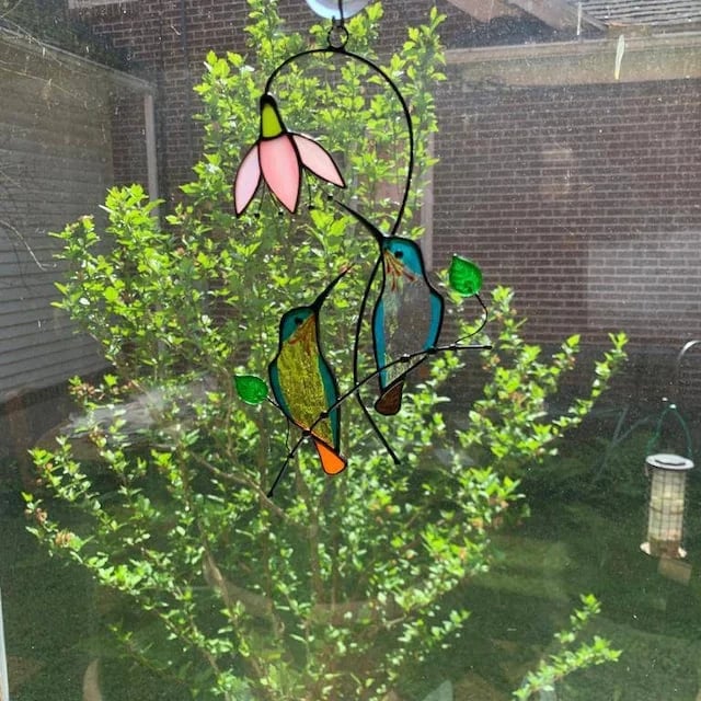 💖Mors dag-present - Handgjord solfångare med färgad kolibri