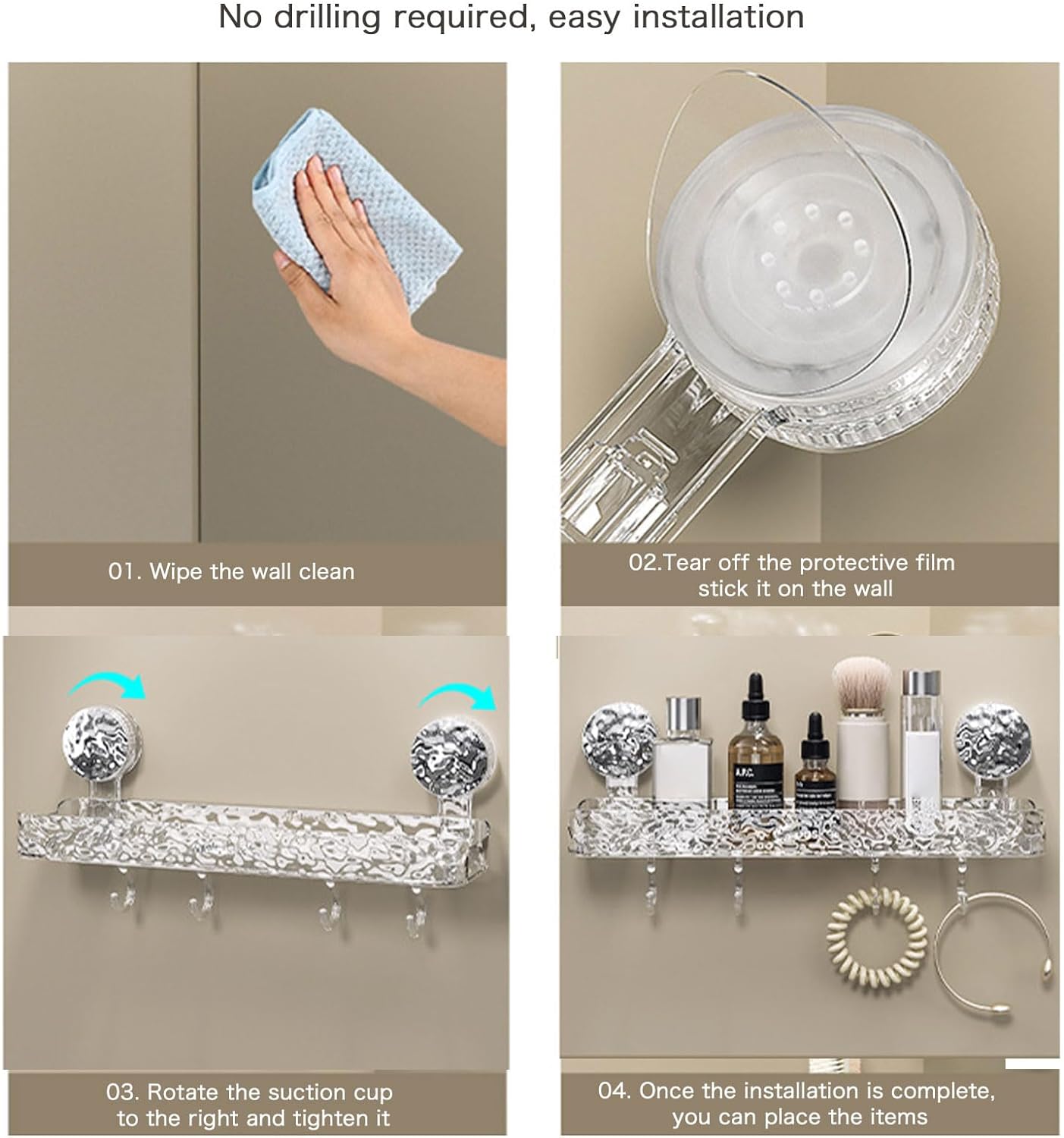 Leichtes, stanzfreies Aufbewahrungsregal im Luxusstil/Suction cup wall-mounted storage rack