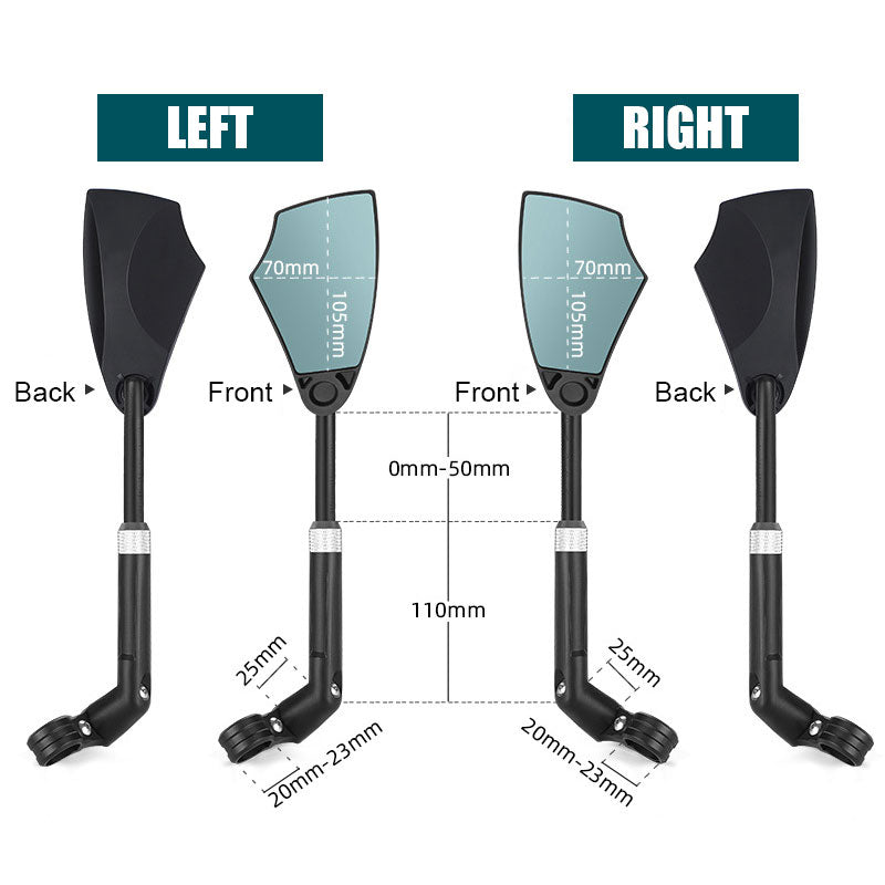 Utdragbar antireflex backspegel för cykel
