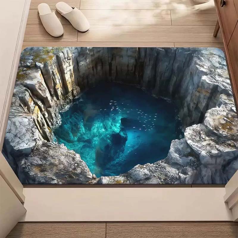 Visuell illusion Endless Abyss-mönster HD-tryckt halkfri dörrmatta