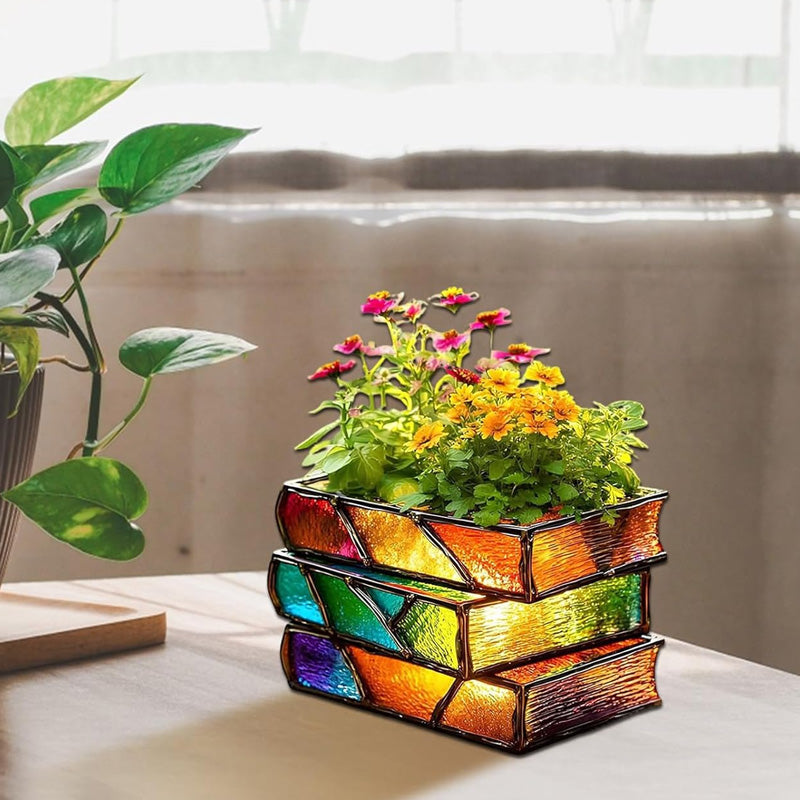 Staplade böcker Resinpyssel Skrivbordsprydnader