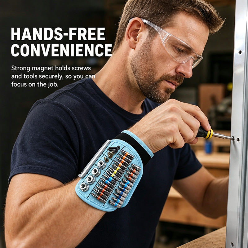 Magnetic Wristband Tool Holder for Screws, Nails & Small Parts