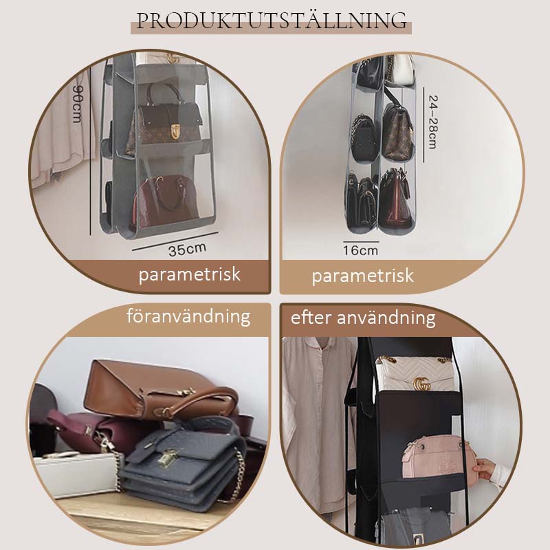 Hängande förvaringspåse – dubbelsidig transparent design, oumbärlig för att organisera din garderob.