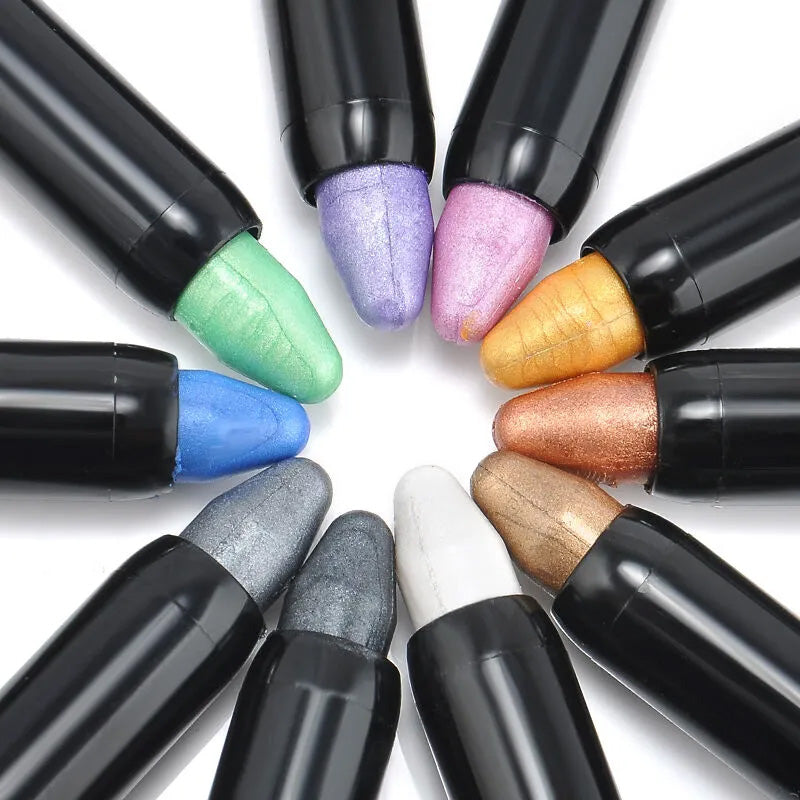 15 Farben Fluoreszierender Lidschattenstift Wasserfester Glitter Eyeshadow Eyeliner