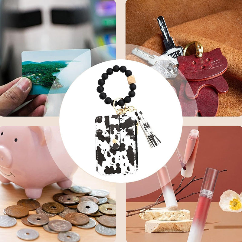 Plånbok i läder med pärlor