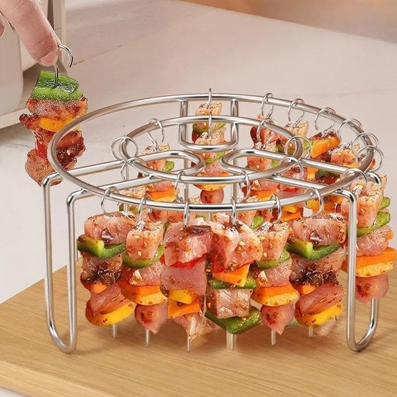 🔥 Spettställ för luftfritös – Vertikal kebabhållare i rostfritt stål för luftfritöser, ugnar och hemlagade grillrätter🍢