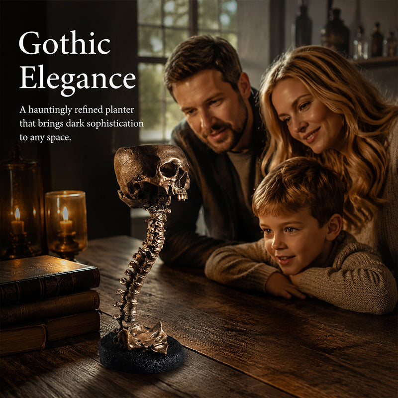 Gothic Skull Planter And Skeleton Vase Spooky Home Decor