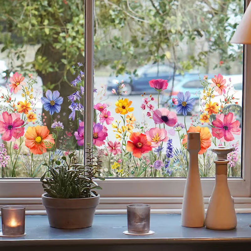 💐Bunter Blumenstrauß Fensteraufkleber🖼️(Zuschnitt frei wählbar)